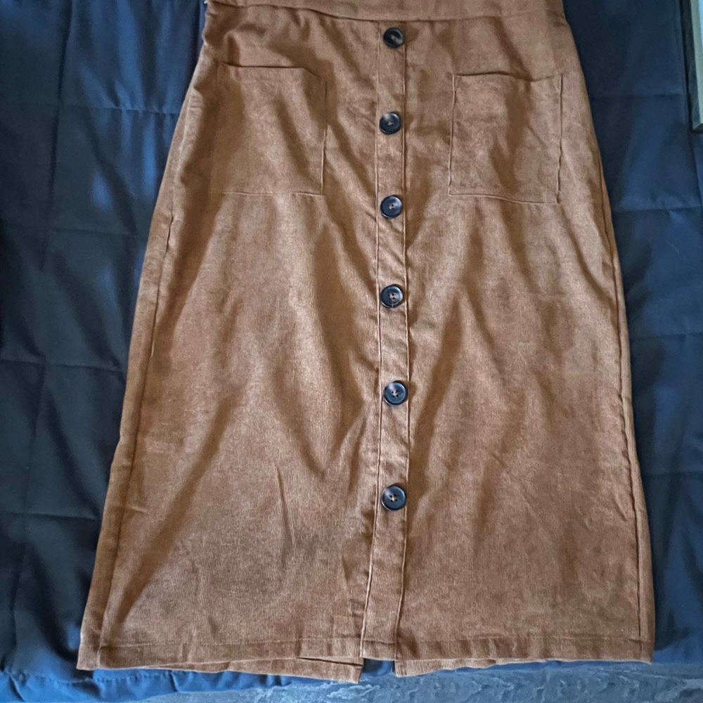 Brown Button-Down Skirt